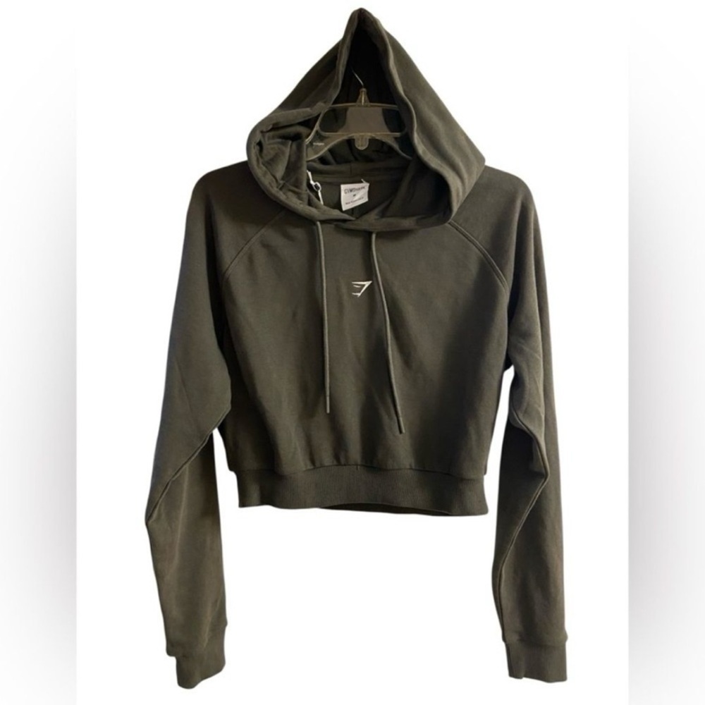 Gymshark Dark Green Cropped Hoodie Medium NWT
